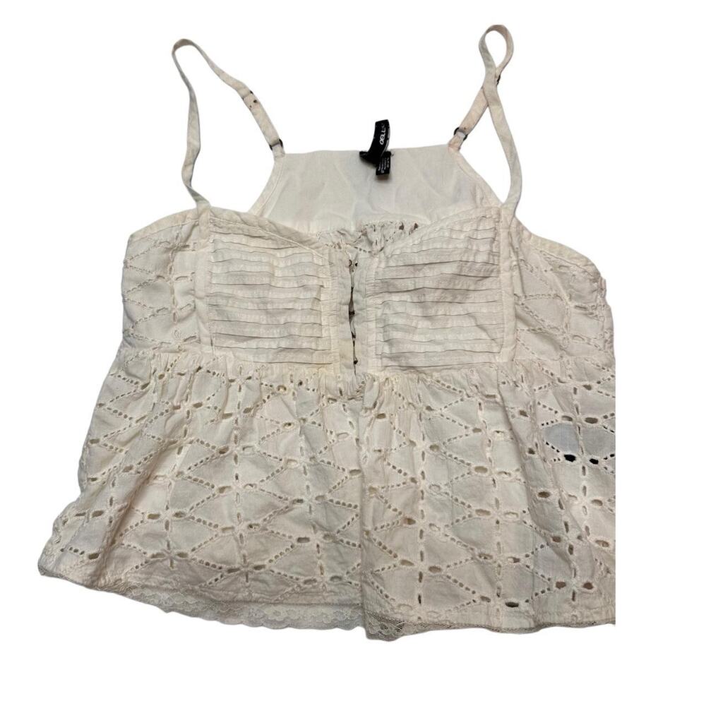 O’Neill 100% Cotton Embroidered Half Button Up Cami Top Size Small